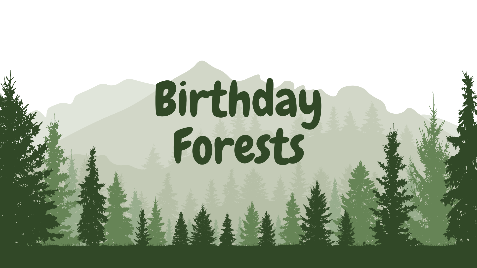 Green and White Illustrative Forest Easel Background